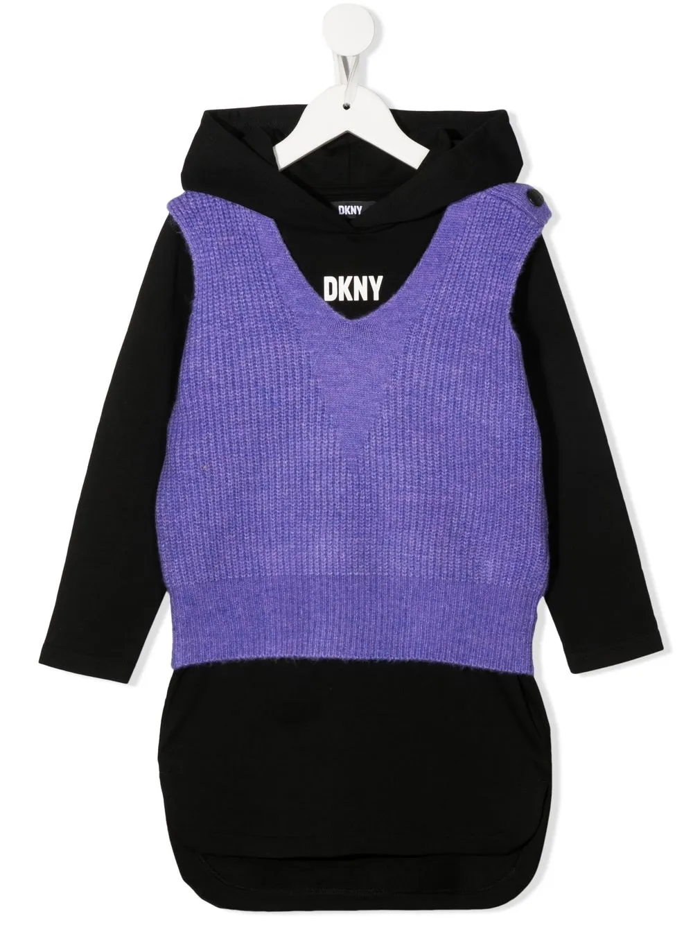 

Dkny Kids layered hooded sweater dress - Black