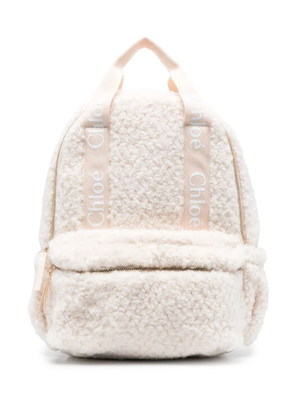 

Chloé Kids mochila texturizada con franja del logo - Neutro