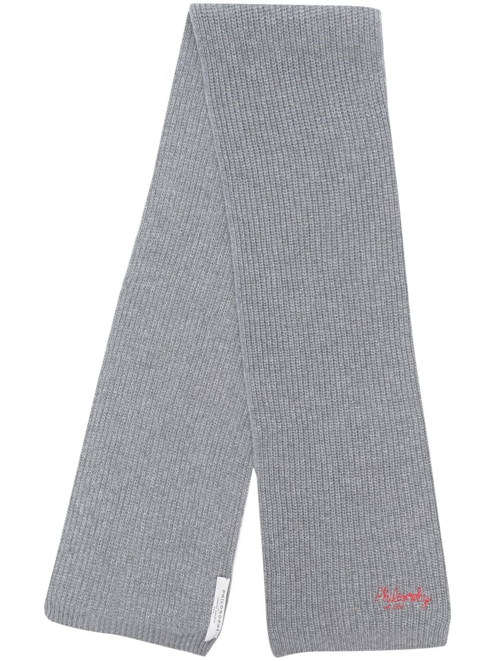 

Philosophy Di Lorenzo Serafini Kids embroidered-logo ribbed scarf - Grey