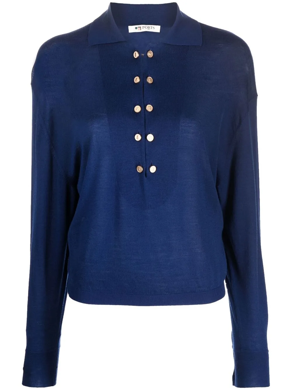 

Ports 1961 decorative-button flat-collar jumper - Blue