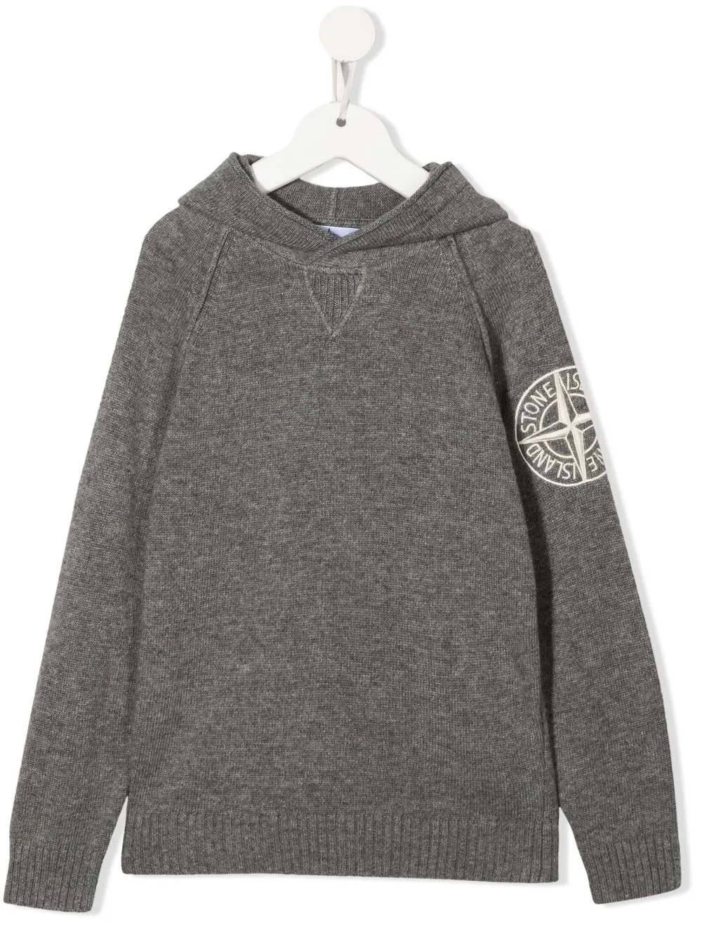 

Stone Island Junior hoodie con logo bordado - Gris