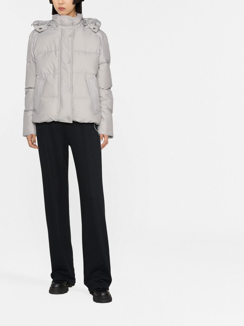 Shop Polo Ralph Lauren Detachable-hood Puffer Jacket In Grau