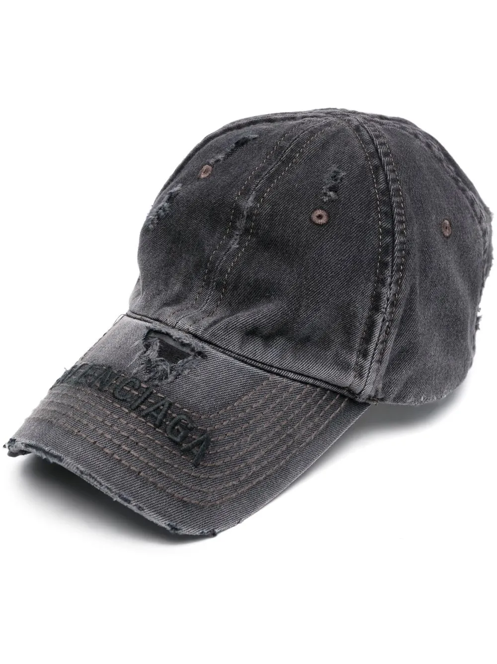 Balenciaga logo-embroidered Distressed Denim Cap - Farfetch