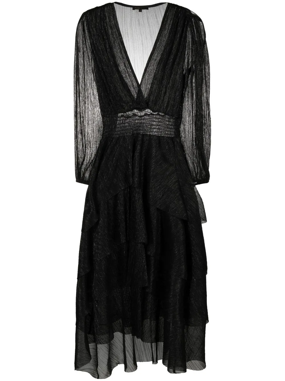 

Maje vestido manga larga con cuello en V - Negro