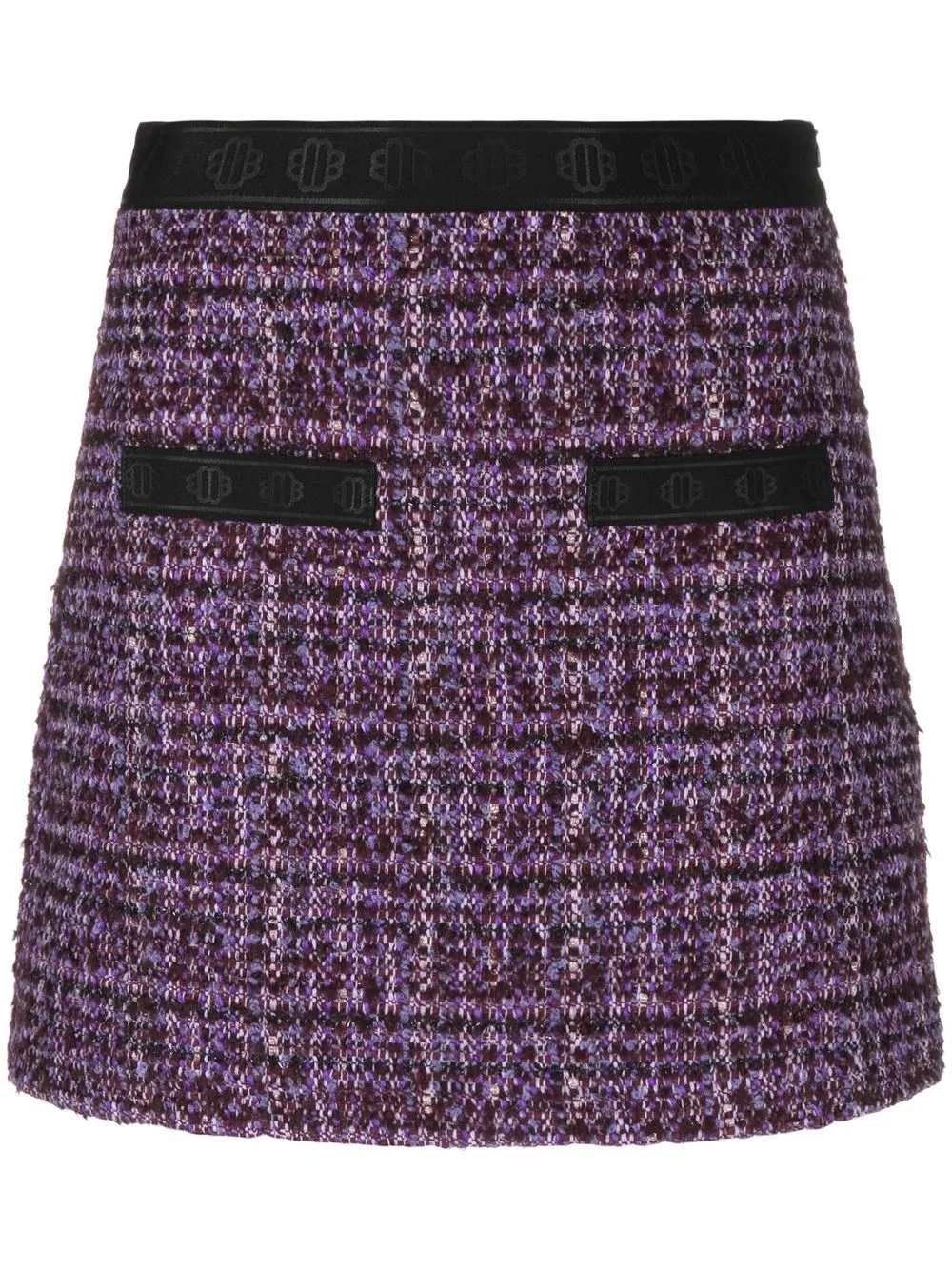 

Maje logo-waistband tweed miniskirt - Purple