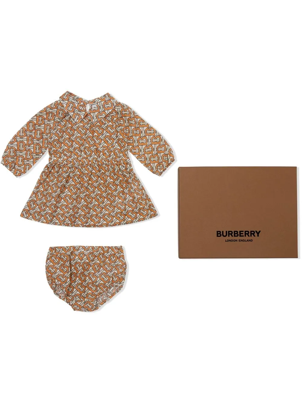 

Burberry Kids set de bloomers y vestido con monograma - Naranja