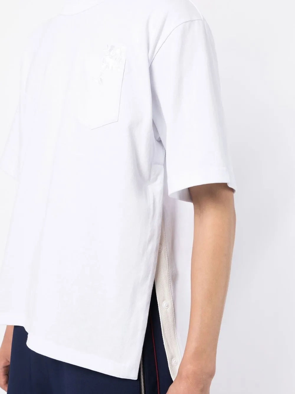 Shop Sacai Appliqué-detail Short-sleeve T-shirt In White