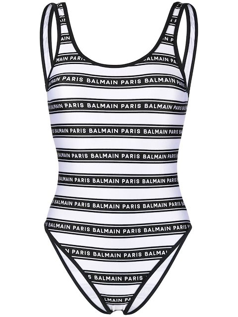 Balmain Maiô com listras e logo