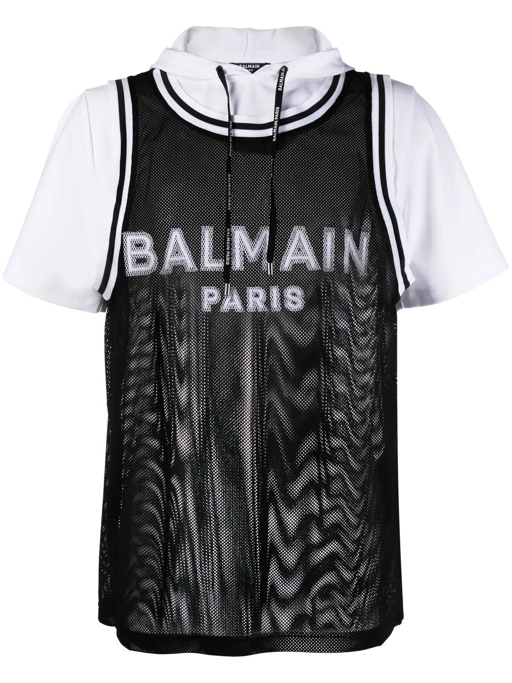 

Balmain playera con capucha y logo estampado - Negro