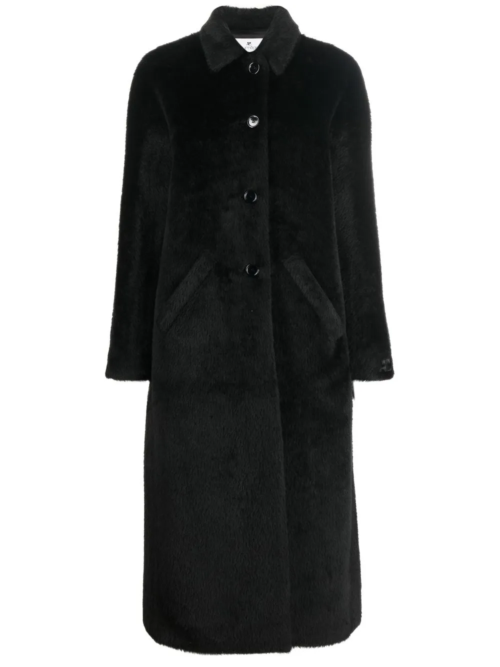 

Courrèges embroidered-logo long coat - Black