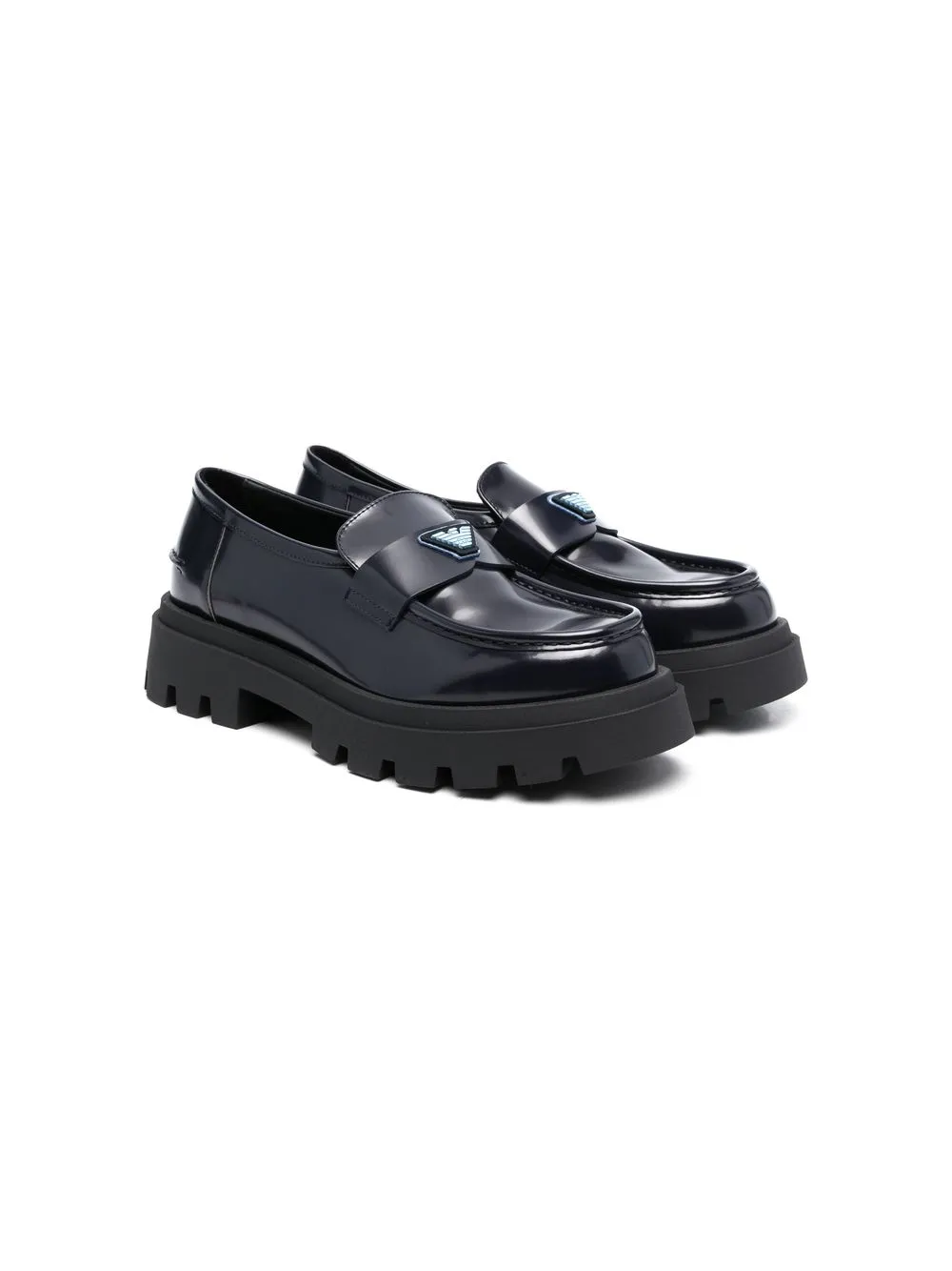 

Emporio Armani Kids mocasines con placa del logo - Azul