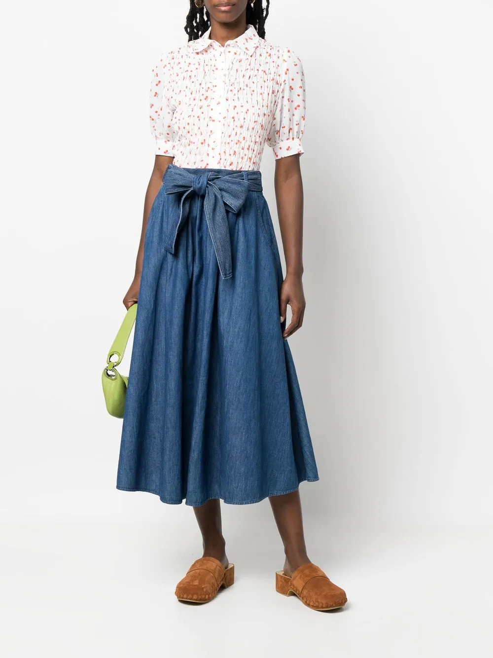 

Forte Forte tied-waist denim midi skirt - Blue