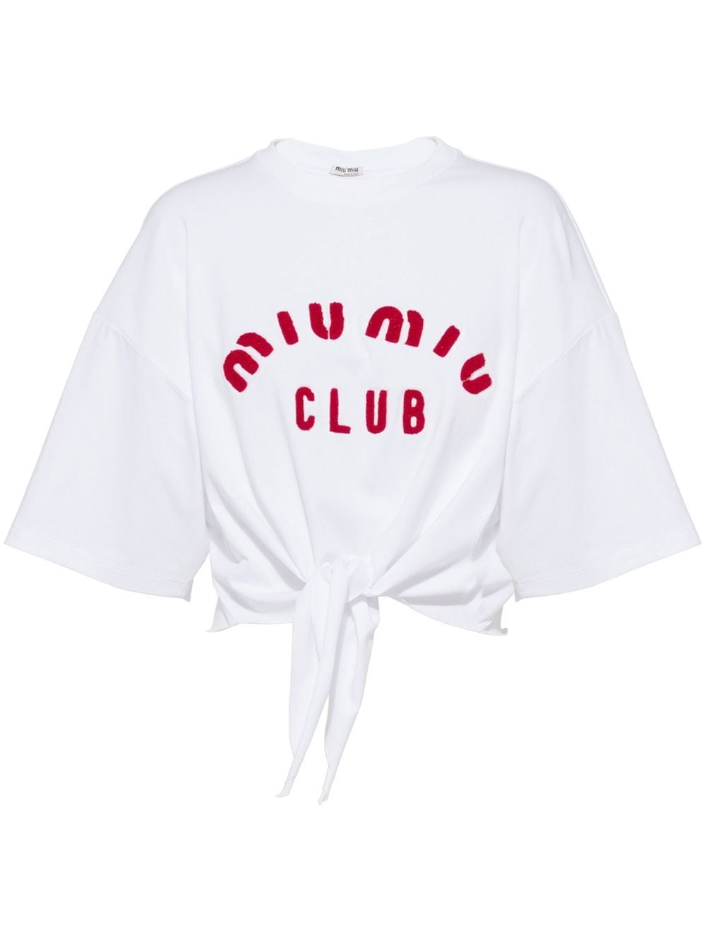 Miu Miu Embroidered Logo T-shirt In White