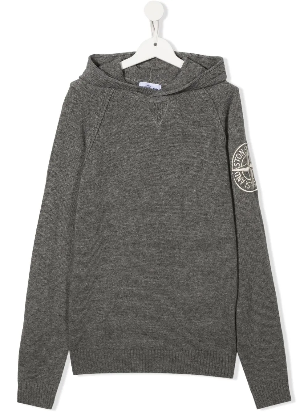 

Stone Island Junior hoodie con logo bordado - Gris