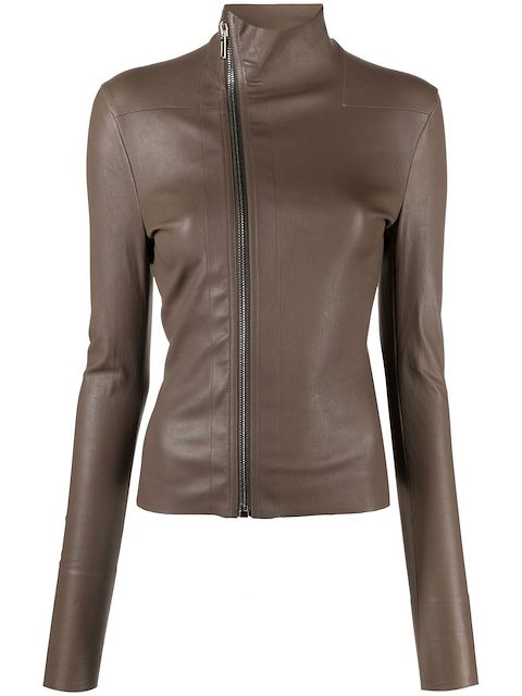 Rick Owens off-centre zip-up leather jacket