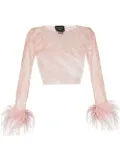 Santa Brands Feathers rhinestone-embellished crop top - Pink