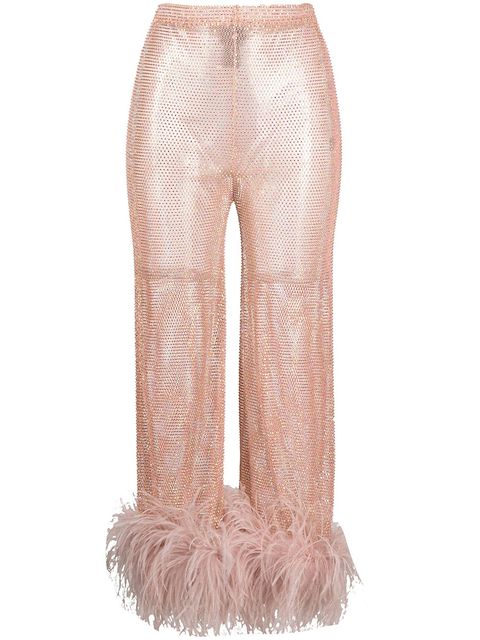 Santa Brands Feathers rhinestone-embellished cropped trousers