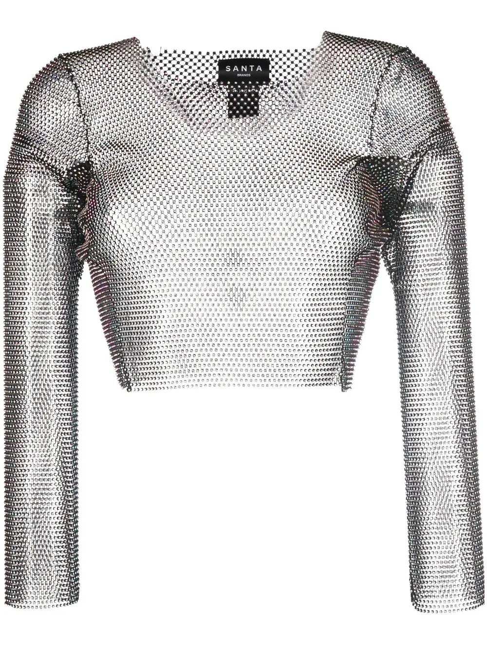 

Santa Brands rhinestone-embellished mesh cropped top - Black
