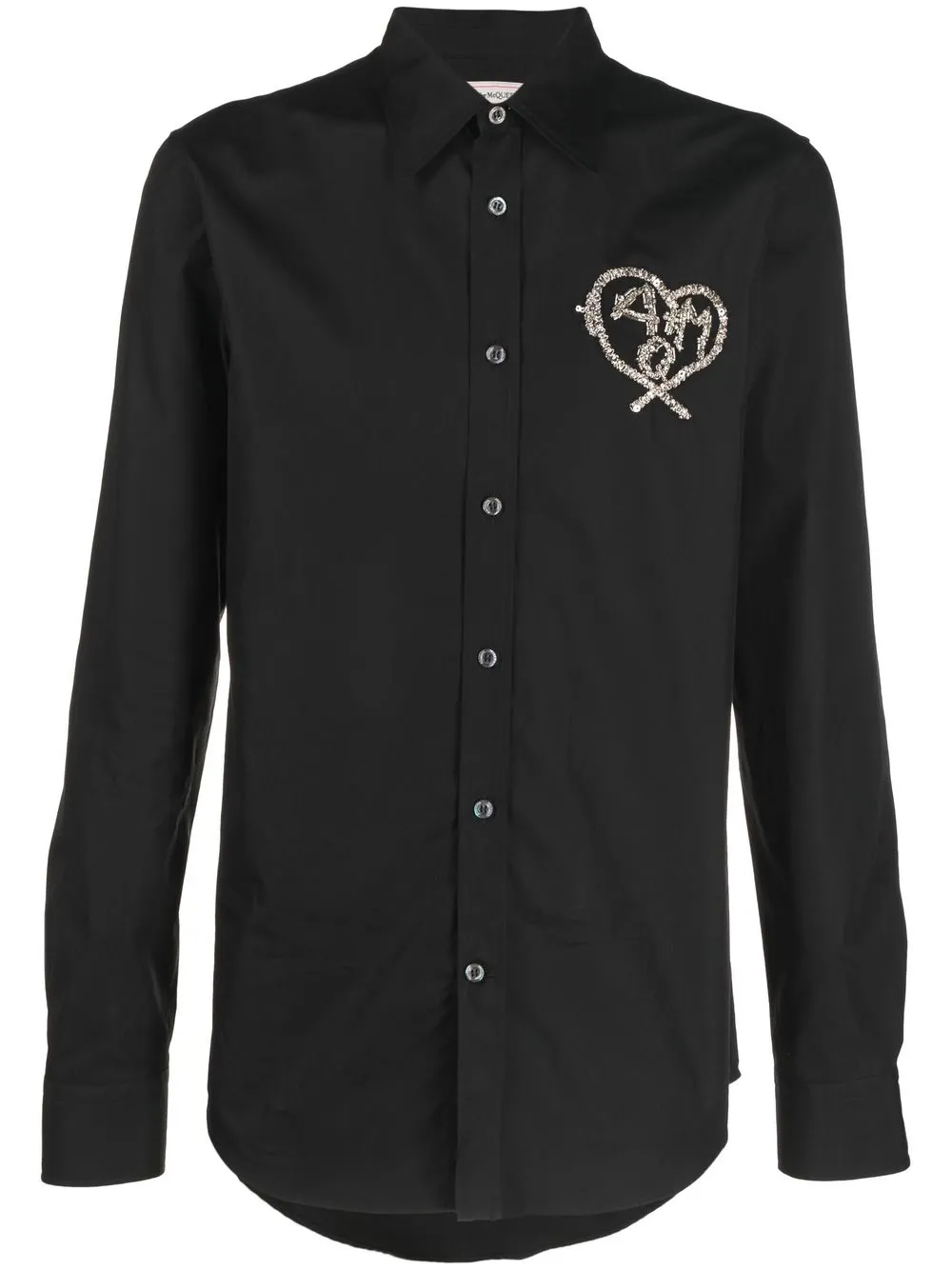 

Alexander McQueen heart-embroidered long-sleeve shirt - Black