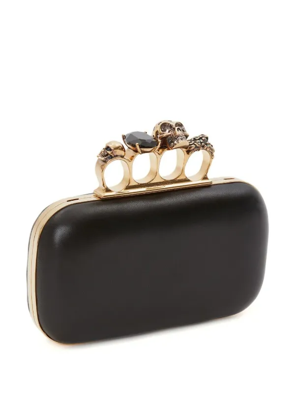 Alexander McQueen Leather Skull Four Ring Clutch Bag Black FARFETCH IE