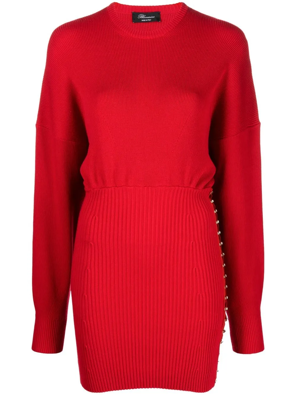 

Blumarine vestido tejido con panel de canalé - Rojo