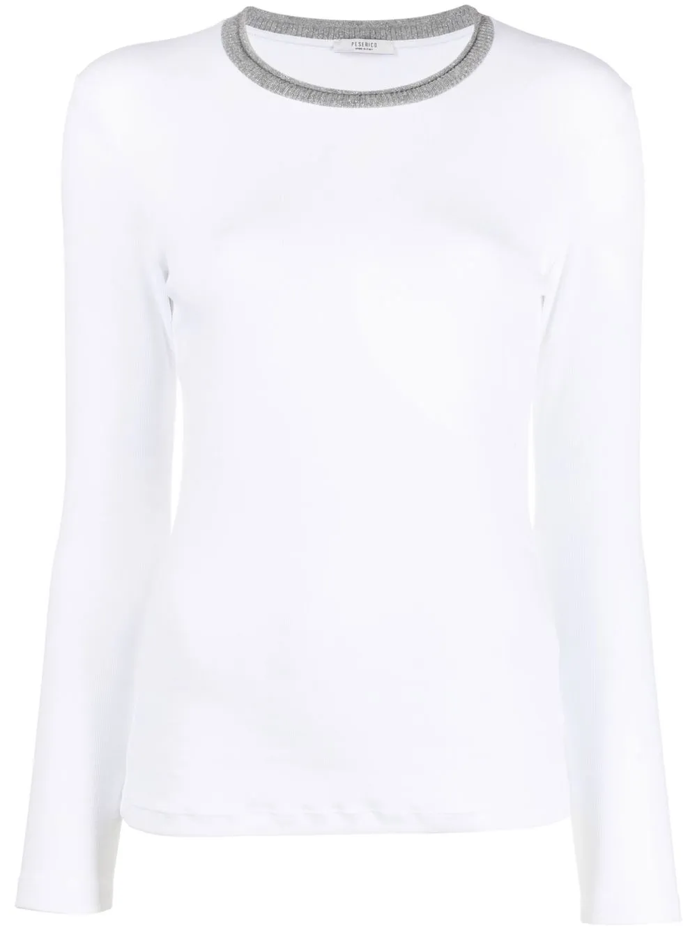 

Peserico fine-ribbed contrast-collar T-shirt - White