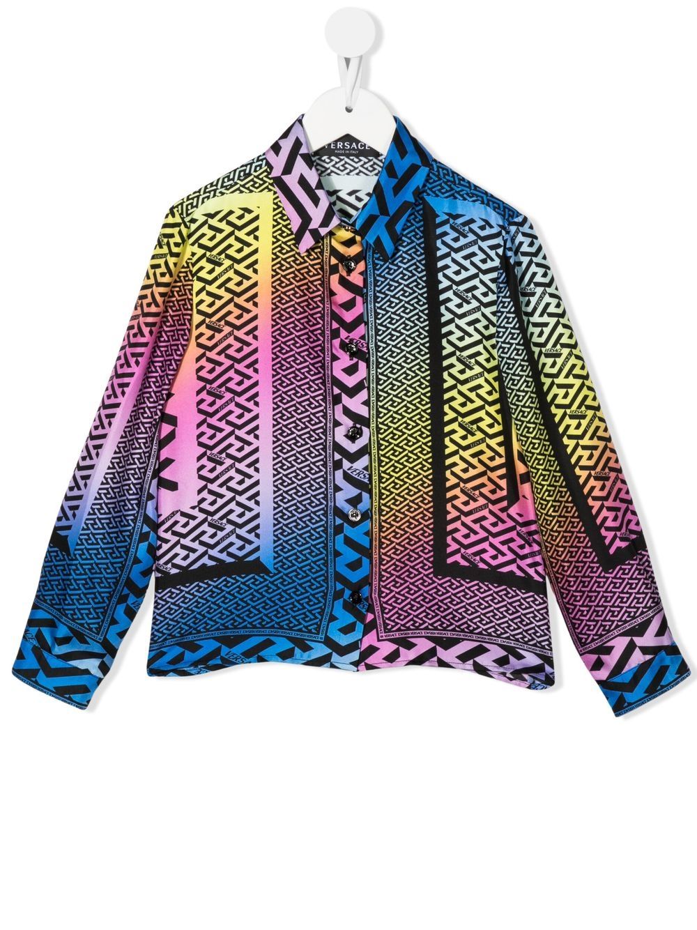 

Versace Kids camisa con estampado geométrico - Azul