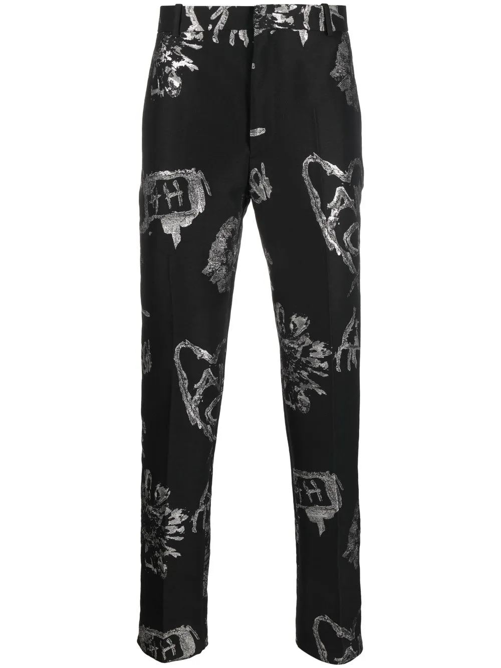 

Alexander McQueen pantalones de vestir con motivo en jacquard - Negro