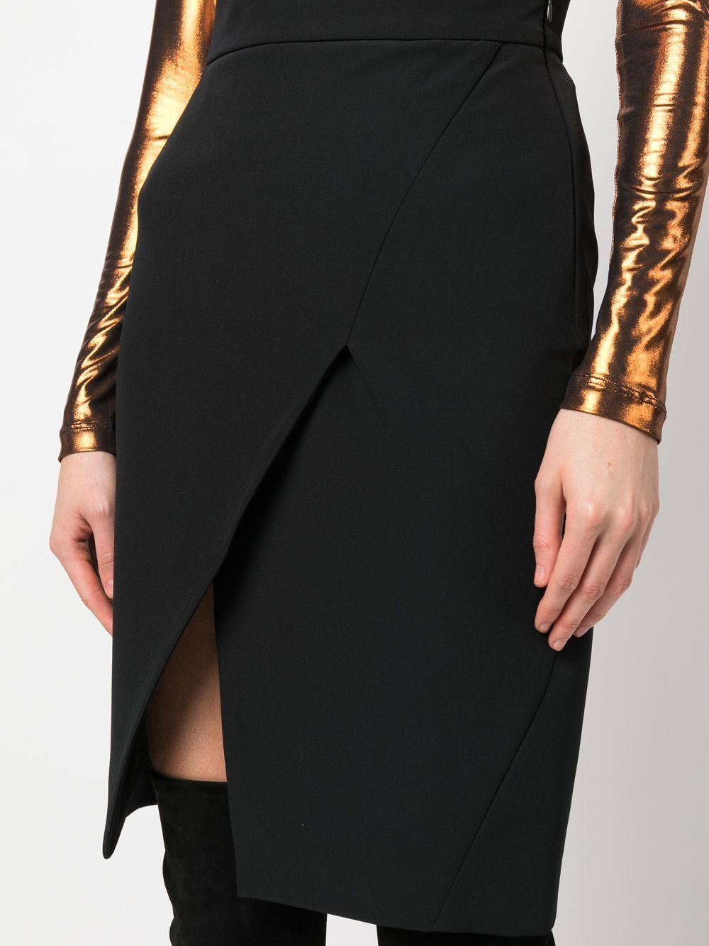 Shop Genny Wrapped High-waist Pencil Skirt In Black