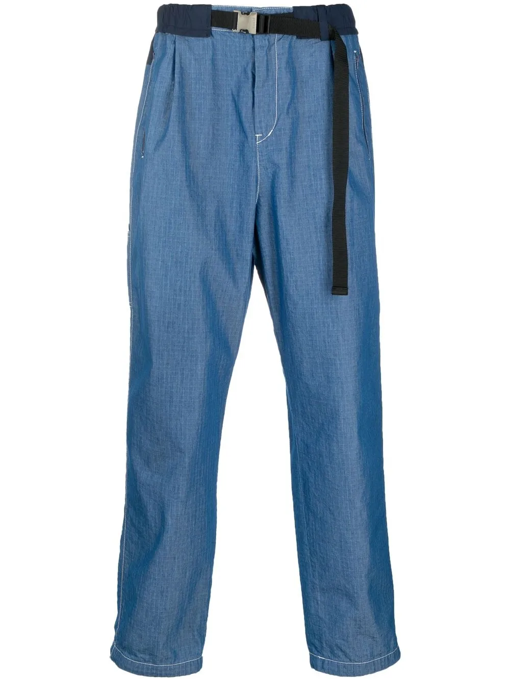 

sacai pantalones rectos con cinturón - Azul