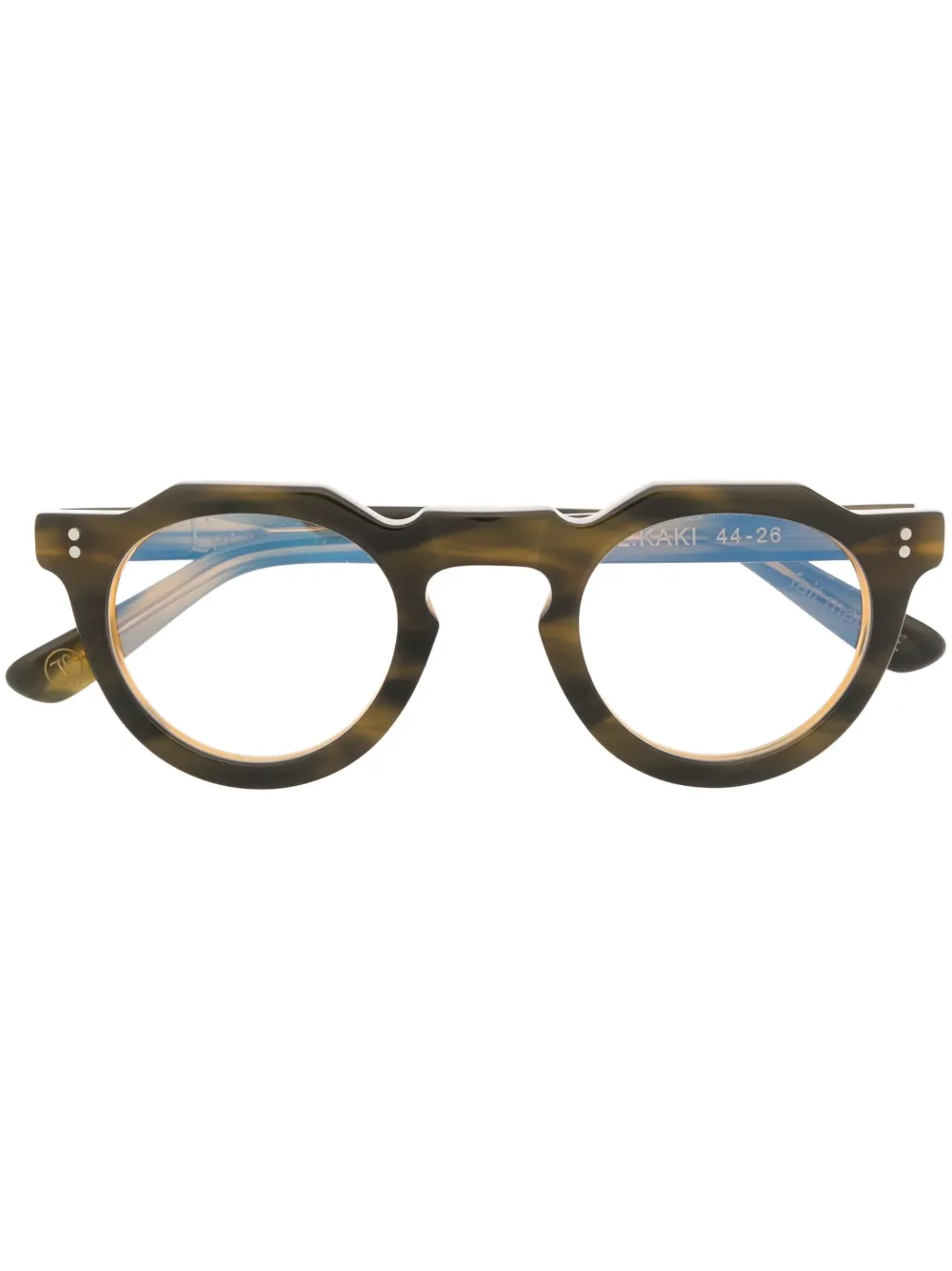 Lesca tortoiseshell-effect round-frame glasses | Green | Image 1