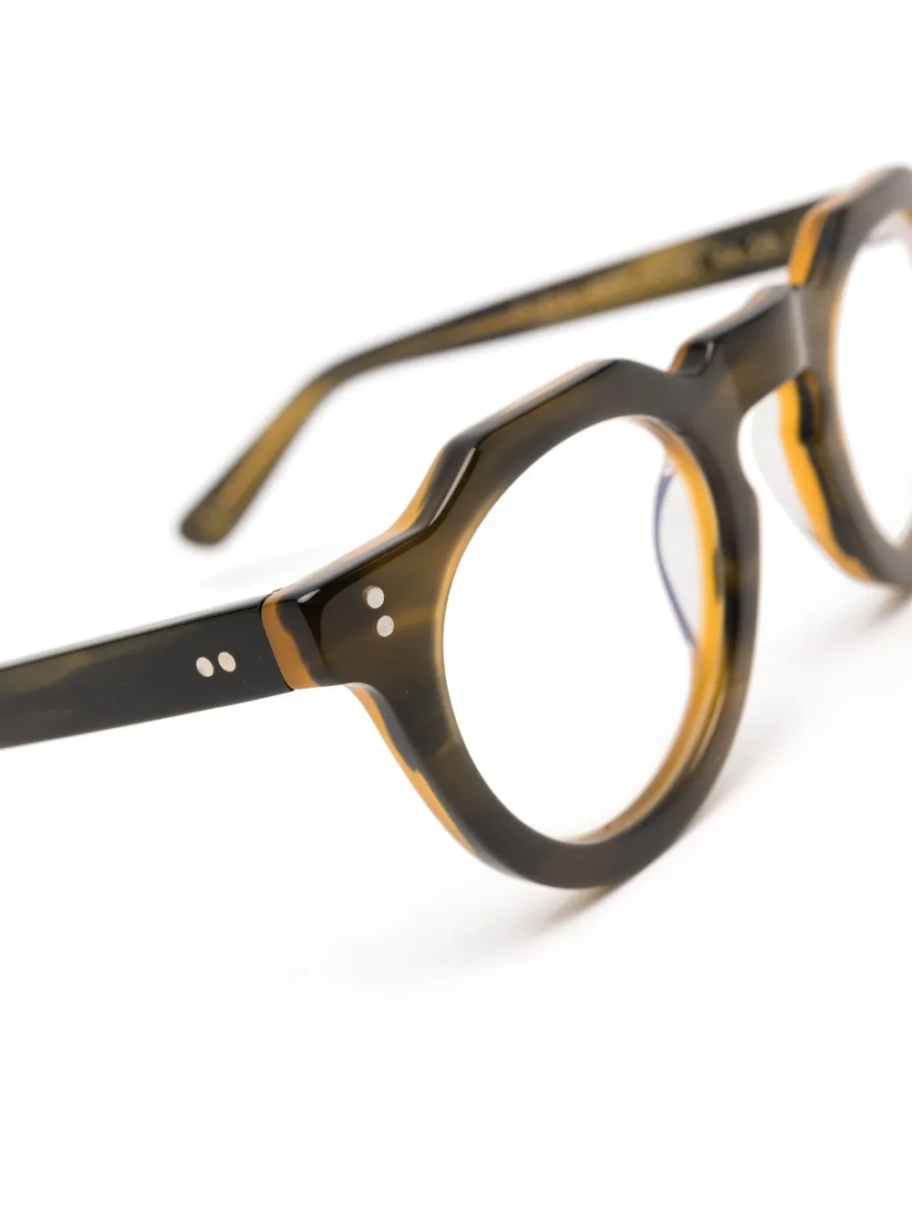  Lesca Tortoiseshell-effect Round-frame Glasses - Green 