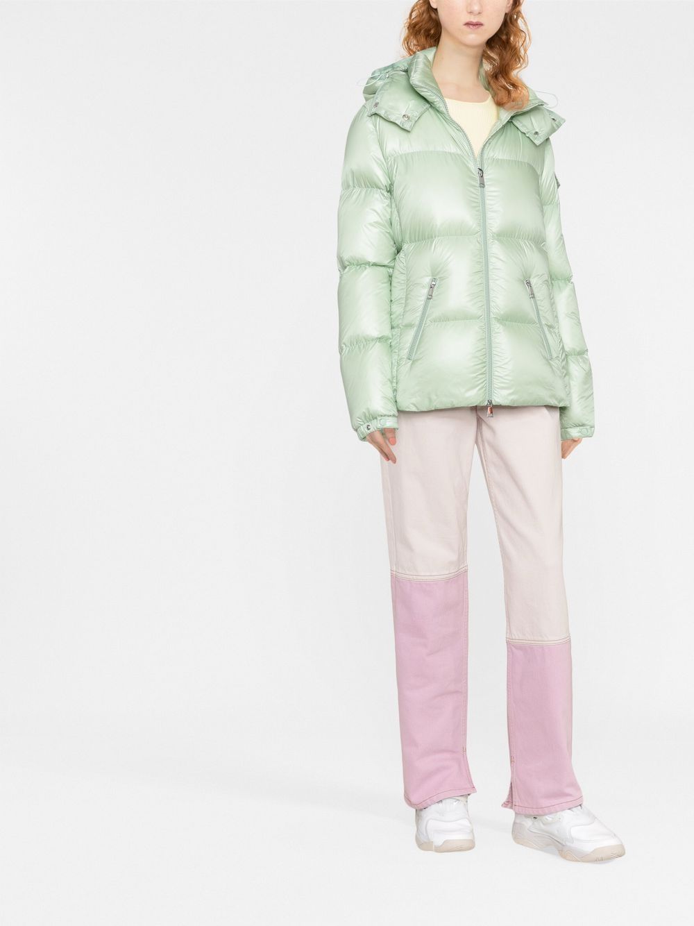 Moncler Donsjack met logopatch - Groen