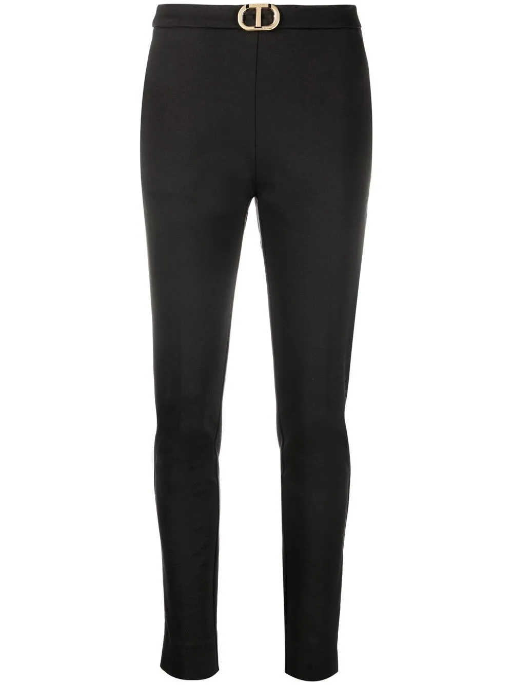 

TWINSET logo-plaque slim-cut trousers - Black