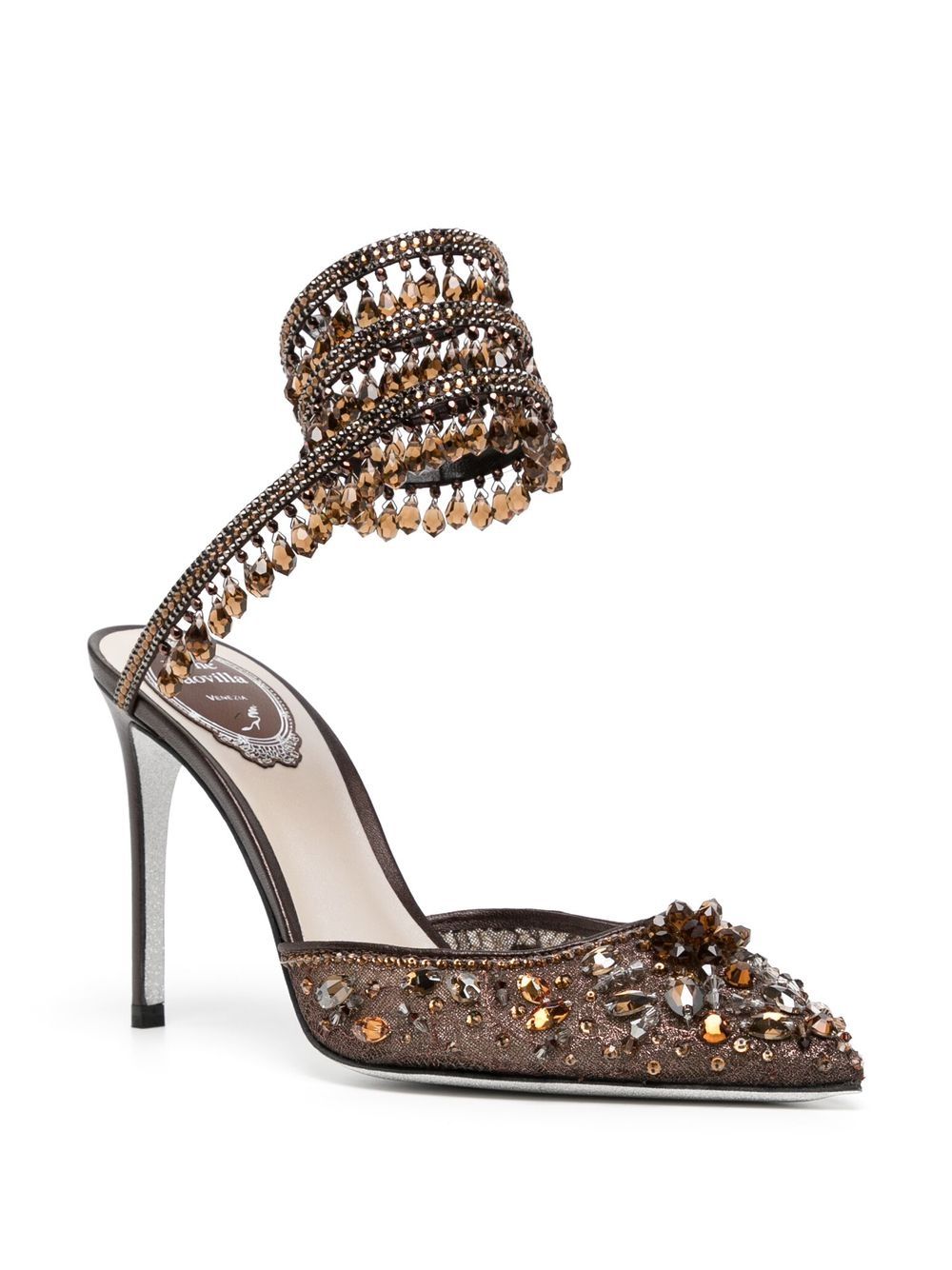 René Caovilla Chandelier pumps met gefacetteerd detail - Bruin