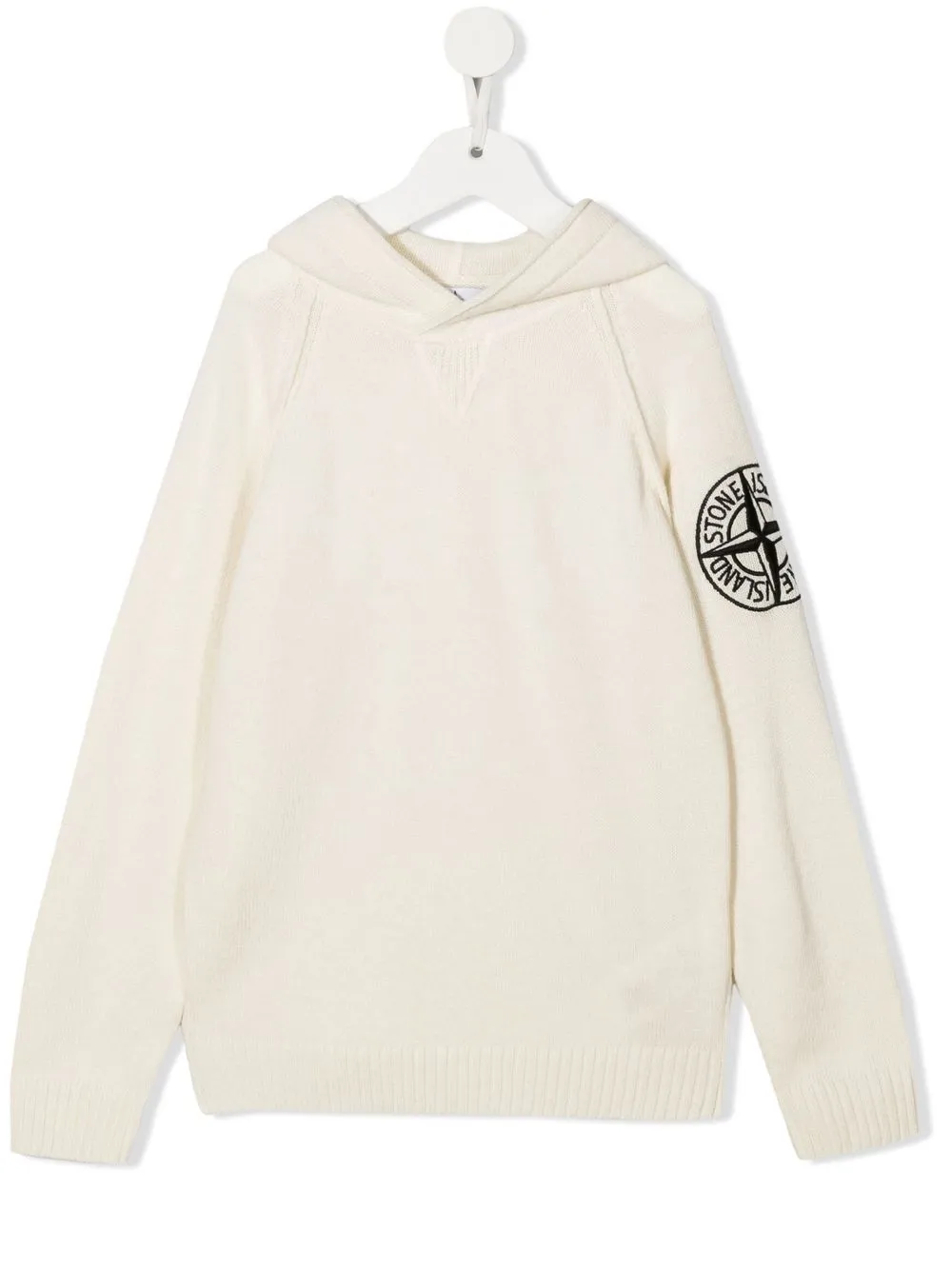 

Stone Island Junior hoodie con logo bordado - Blanco