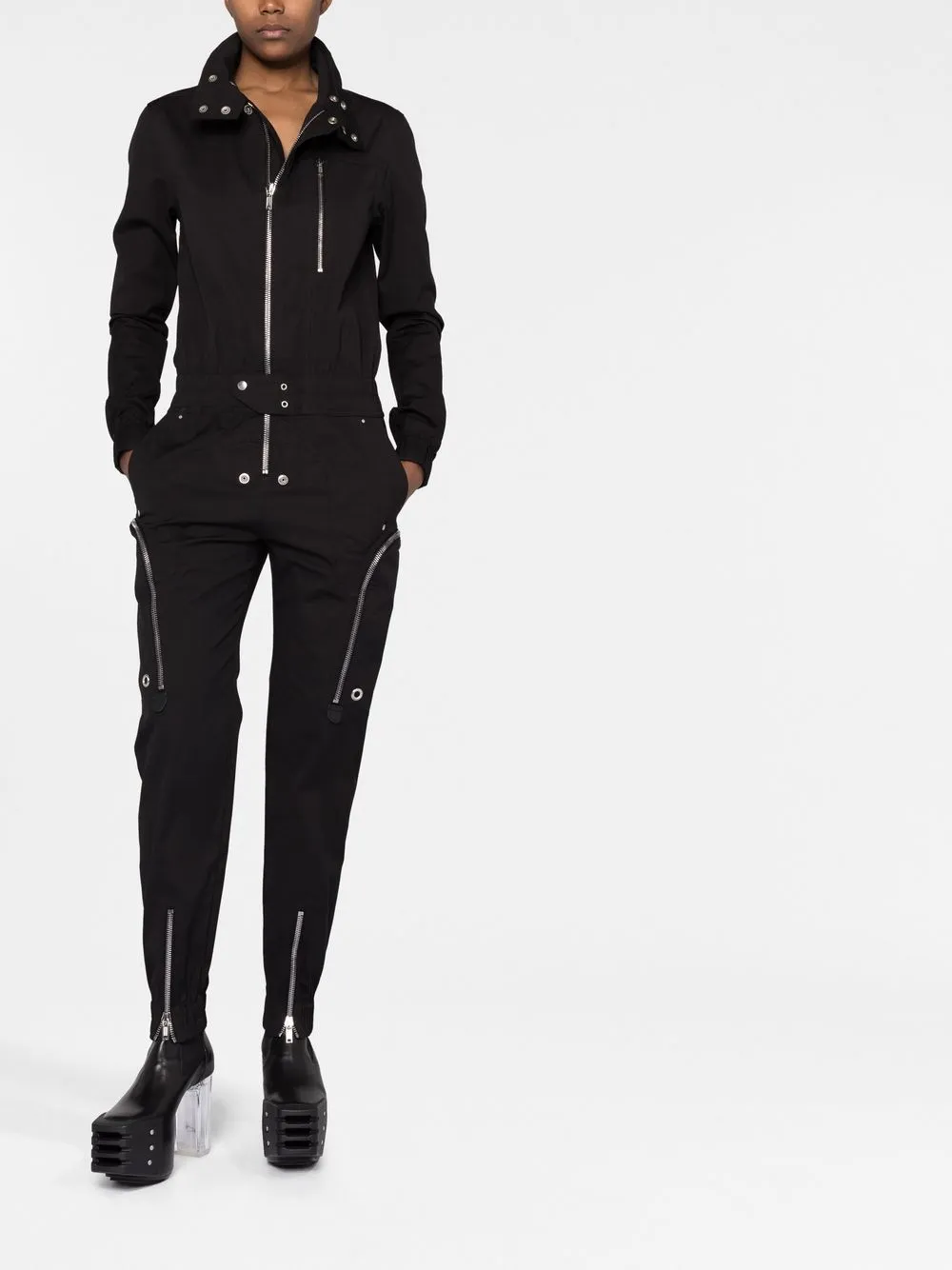 Image 2 of Rick Owens zip-up stretch-cotton jumpsuit