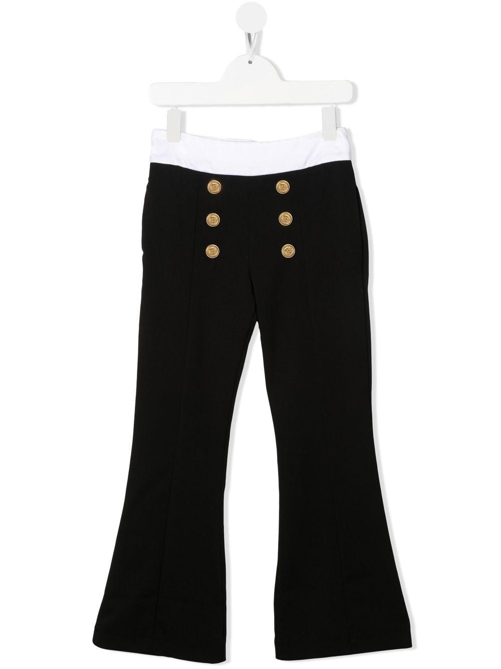 Balmain Kids button-detail zipped flared trousers - Black