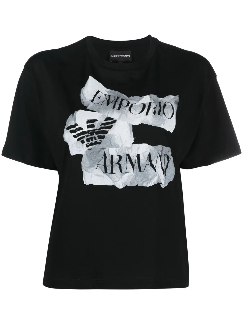 

Emporio Armani playera con logo Crumpled Paper - Negro