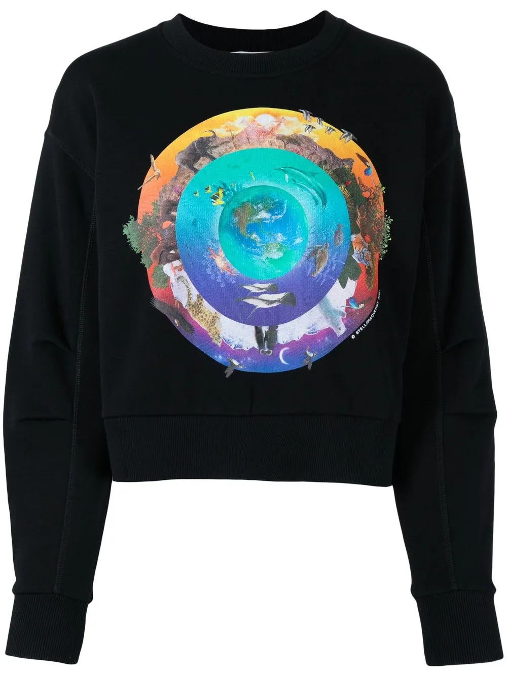 

Stella McCartney nature-graphic cropped sweatshirt - Black