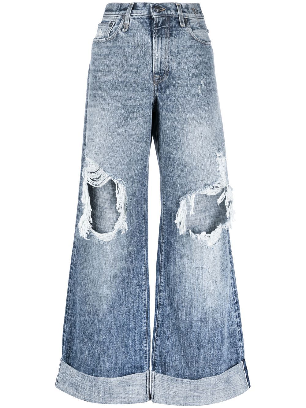 ripped wide-leg jeans