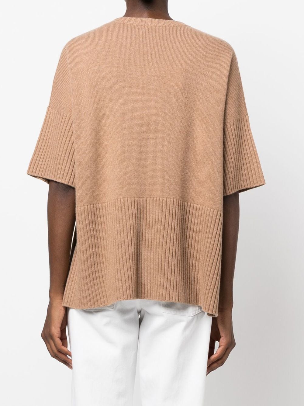 Shop Max Mara Knitted Cashmere Top In Neutrals