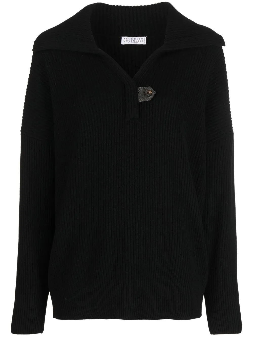 

Brunello Cucinelli spread-collar ribbed-knit jumper - Black