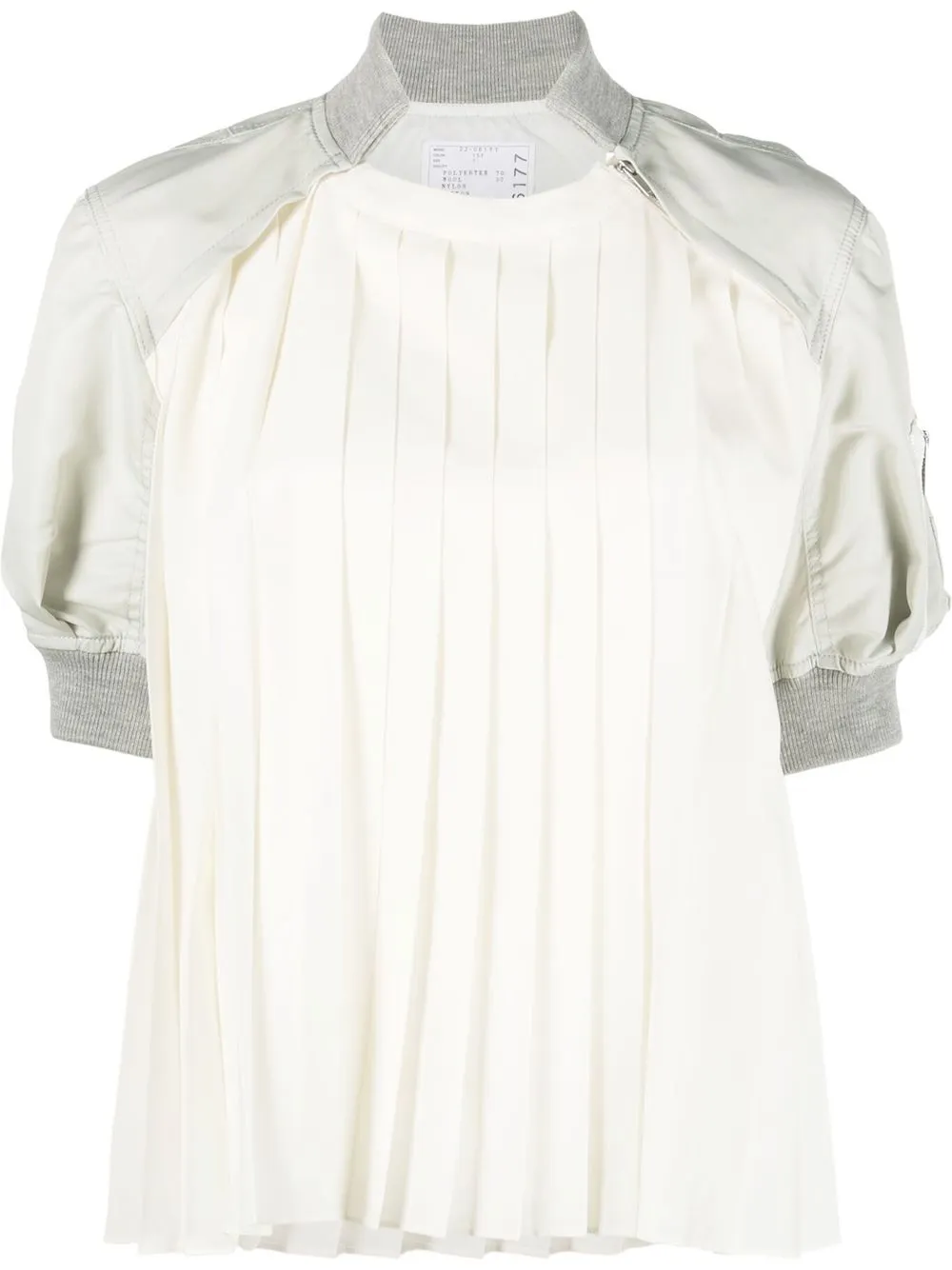 

sacai puff-sleeved pleated top - White