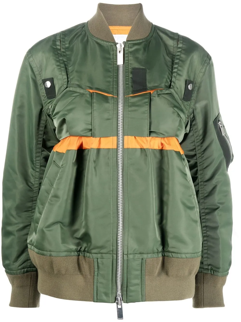 

sacai panelled zip-up bomber jacket - Green