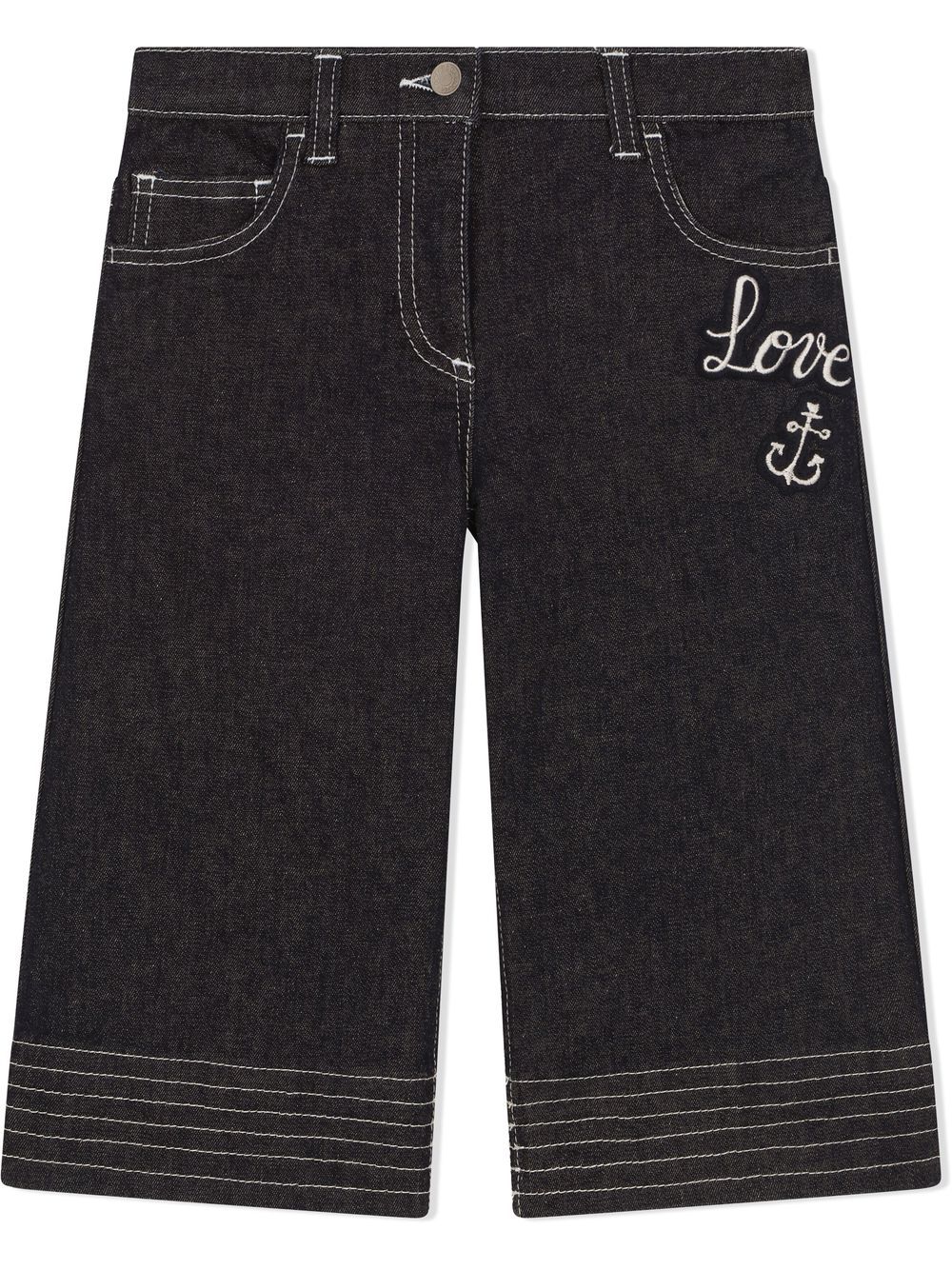 

Dolce & Gabbana Kids jeans con eslogan bordado - Azul