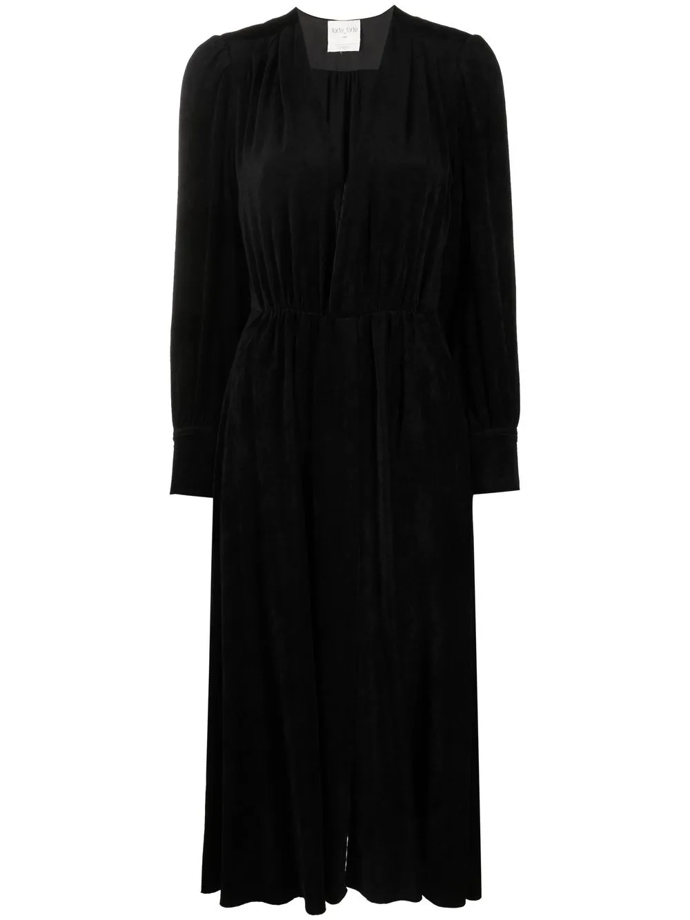 

Forte Forte vestido midi fruncido de terciopelo - Negro