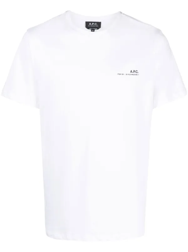◆A.P.C◆ レーベル プリントTシャツ ホワイト コットン A.P.C.（アーペーセー）の「《再入荷》【A.P.C. / アーペーセー