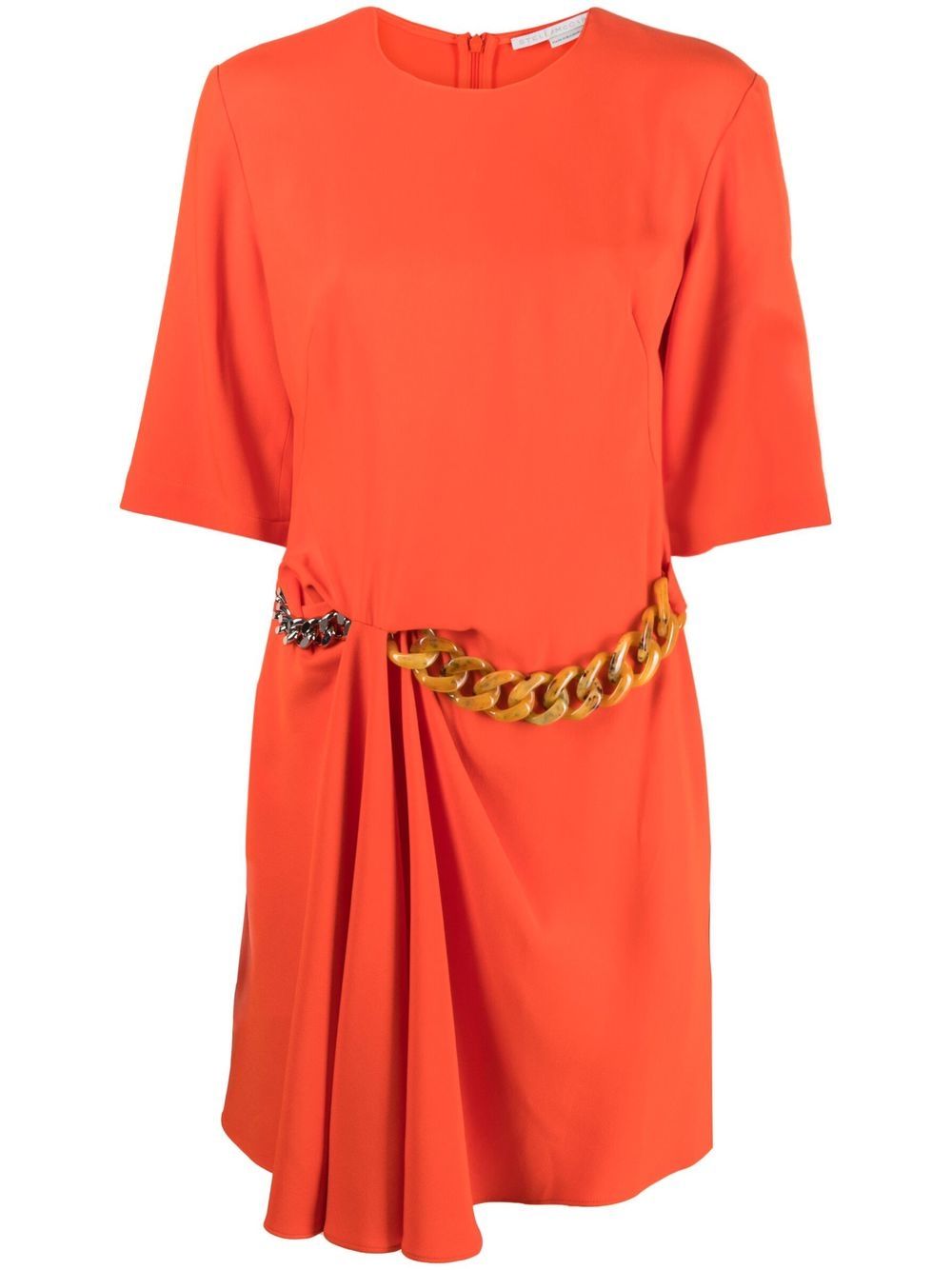 

Stella McCartney vestido corto drapeado con detalle de cadena - Naranja