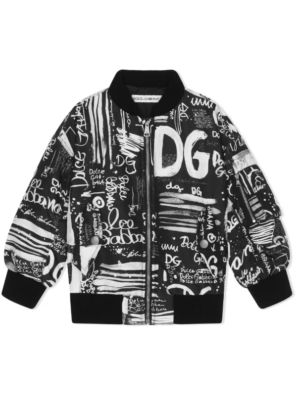 graffiti-print bomber jacket